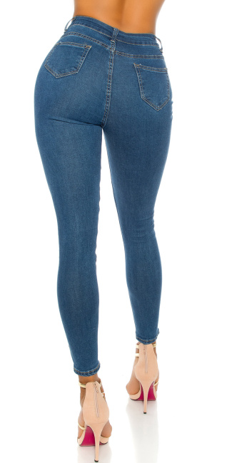 Trendy skinny low taille jeans blauw